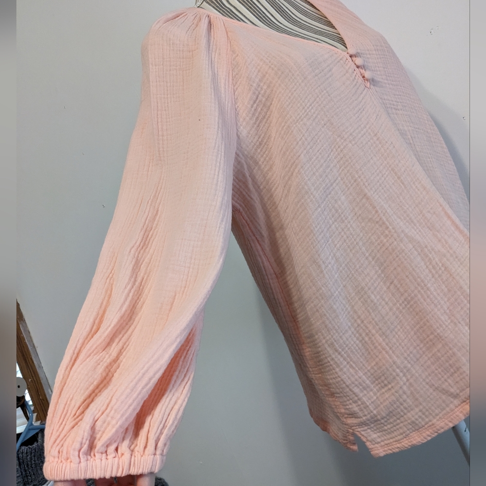 Caslon oversized gauzy cotton  v-neck top long sleeve nwt - Picture 6 of 16
